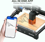 Genmitsu Laser Engraver Machine Kortek 10W, Desktop Laser Cutter, Wireless APP Supported, ±0.01mm High Precision, Portable Laser Engraving Machine for DIY Wood, Acrylic, Leather, Glass, Metal, Fiber