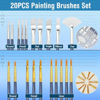 Paint Brushes Set, 20PCS Painting Brushes Different Types of Brushes for Acrylic Paint, Watercolor, Oil, Paint Brushes Bulk for Nail, Face Art, Craft, Rock Painting and School Project