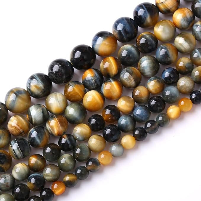 4mm 90pcs AAA Tiger Eye Beads for Jewelry Making 6mm 60Pcs Natural Stone Beads Semi Precious Round Smooth Gemstones Energy Healing Loose Beads (Dream Blue Tiger Eye Stone, 4mm)