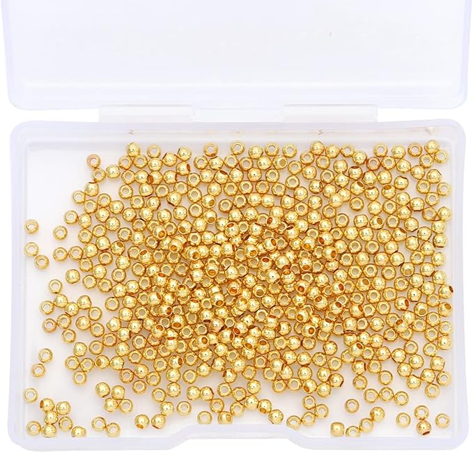 14K Gold Plated Round Spacer Beads 2.5mm 500pcs for Jewelry Making Findings Non Tarnish