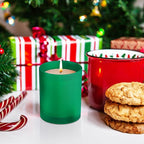 12 OZ Thick Candle Jars for Making Candles 12 Pcs, Empty Jars with Wood Lids for Spice Jars, Sample Container, Frosted Green