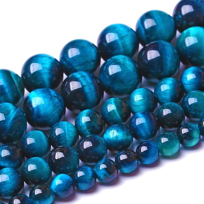 6MM 120pcs Natural Royal Blue Tiger Eye Stone Energy Healing Beads Round Loose Beads for Jewelry Making Bracelet 2 Strands 32"