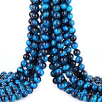 Natural Stone Genuine Stones DIY Round Beads 8mm 100pcs Beading Loose Gemstone Hole Size 1mm Charm Smooth Beads for Bracelets Necklaces Earrings (Aquamarine Tiger's Eye 8mm)