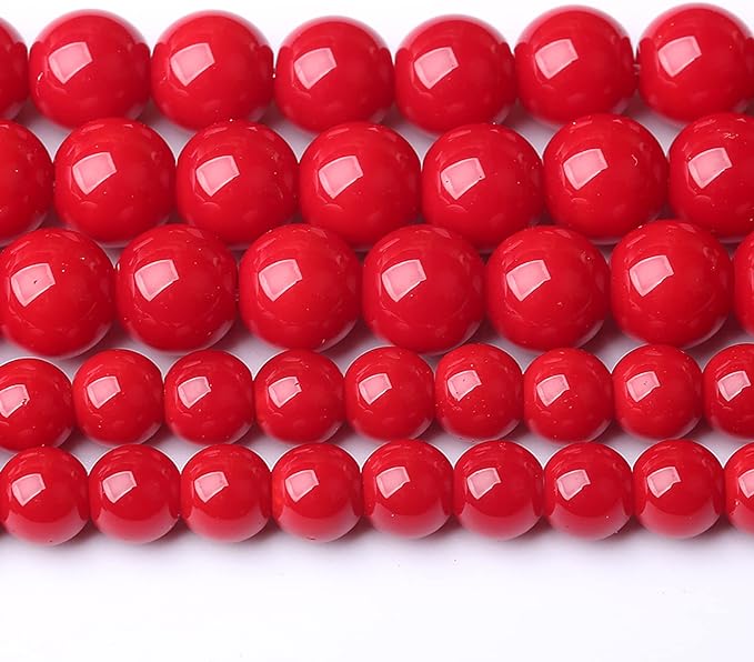 4MM 90PCS Red Glass Round Spacer Loose Beads for Jewelry Making 15 inches DIY Bracelet Necklace