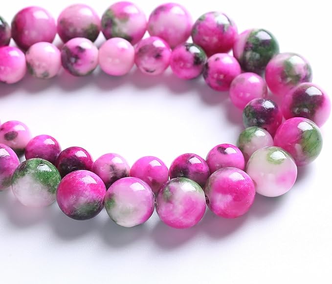 12MM 32PCS Pink Green Persian Jade Spacer Loose Beads for Jewelry Making DIY Bracelet Necklace