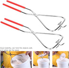 Kodrily Dipping Tongs Glazing Tools, 2Pcs Ceramic Glazing Tongs, Stainless Steel Sculpting Tongs with Rubber Handle, Pottery Clay Glaze Clamps Ceramic Glazing Tools for Kiln Clay