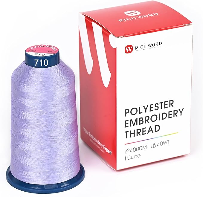Richword Selected Purple Embroidery Thread 4000M(4374Y) 40WT Polyester Thread 100 Colors Selected for Commercial Multi Needles and Single Needle Embroidery Machine 0710