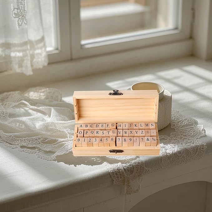 42Pcs Wooden Rubber Stamps Number Letter Alphabet Stamps Mini Cute DIY Stamps Set for Craft Decorating Scrapbooking and Wedding Invitation Cards (42pcs)