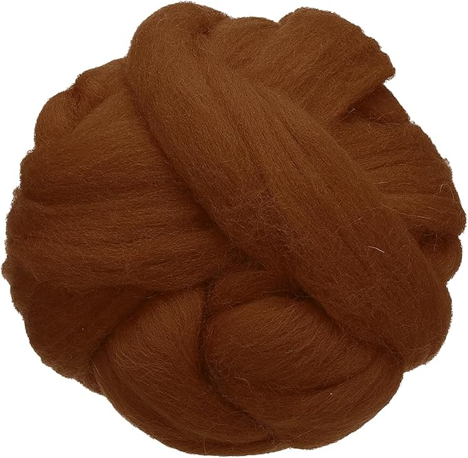 uxcell 3.53oz Wool Roving Yarn, Needle Felting Wool Fiber DIY Craft Needle Wet Felting Supplies for Blending Weaving Handcrafts, Light Coffee