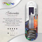 Silver Brush Limited SW-1522S Silverwhite Beginning Class Set, Paintbrushes for Watercolor, Gouache, Inks, Dyes, Fluid, & Flow Acrylic, Set of 6, Short Handle
