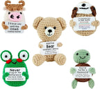 Easter Basket Stuffers for Teens Kids Boys Girls Adults Gifts, Funny Positive Crochet Animals Emotional Cheer Up Support Turtle Sloth Frog Moo Bear Flamingo,Gifts for Easter Decorations