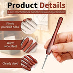 1.75mm Crochet Hook, Available in 0.5 mm- 3 mm, Ergonomic Hand-Polished Wooden Handle Crochet Hook for Arthritic Hands, for Beginners, and Crocheting Yarn (2Pcs)