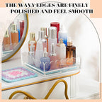 1 Pcs Acrylic Scalloped Tray Large Clear Acrylic Tray with Drawer for Insert Customizable Photos, Art, and Fabric Scalloped Basket for Needlepoint Napkin Frame Display Messages (12" X 12")