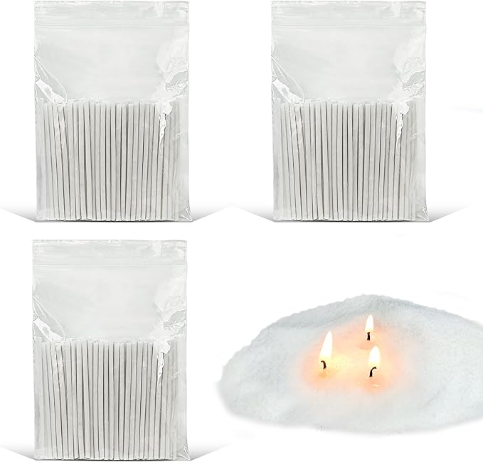 Pearled Candle 2 Inch Cotton Wicks 300-Pack White Extra Wicks for Sand Candles Making, Metal-Free and Lead-Free Refill Sand Wax Wick