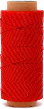 Mandala Crafts Red Flat Waxed Thread for Leather Sewing - 197 Yds 210D 1mm Polyester Leather Thread String Waxed Cord for Leatherwork, Beading, Bookbinding, Hand Stitching