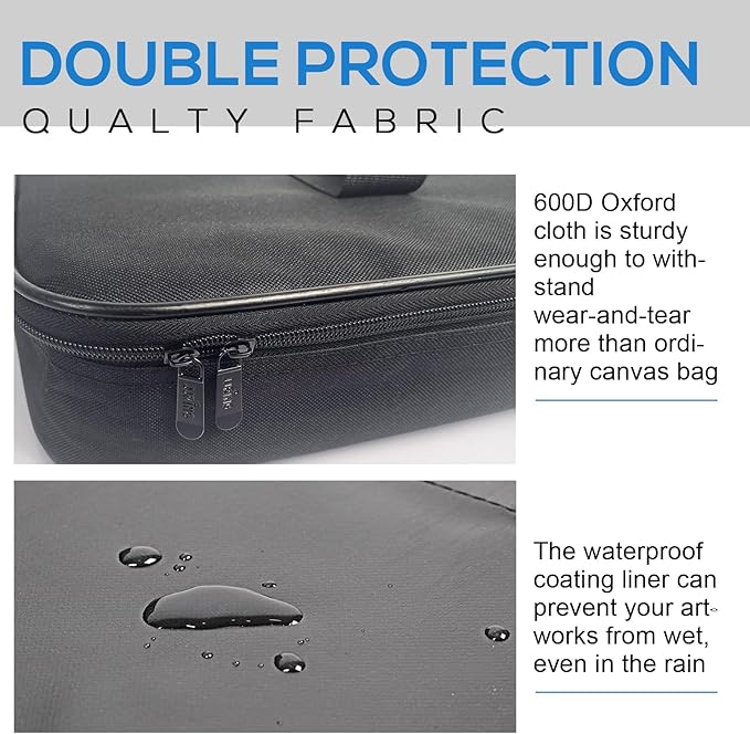 JJRING Art Portfolio Case, Wire Framed Nylon Portfolio Tote, Art Storage Bag in 23 Inches by 17 Inches, Great Carrying Bag for Artworks, Posters, Drawings, Prints(Black)