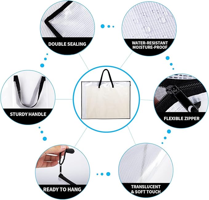 SUNEE 19x25 Art Portfolio Bag, 3 Packs Artist Supply Organizer with Handle, Zippered Storage Folder for Artwork, Poster, Scrapbook, Keepsake and Bulletin Board