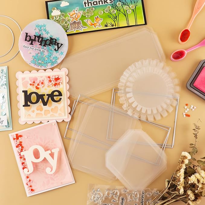 10 Pack Flat Shaker Covers for Card Making - 3.5inch Square Transparent Acetate Sheets for Shaker Cards - Arts & Crafts Projects DIY Scrapbooking Supplies