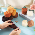Boutigem 11 Colors 55G Brown Needle Felting Wool Roving, DIY Craft Spinning Fibre Wool Roving for Needle Felting, Chunky Handmade Yarn for Beginners DIY Hand Spinning, Weaving and Blending