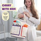 Hearth & Harbor Crochet Bag Organizer – Durable Knitting Bag, Yarn Organizer for Crochet Accessories and Supplies, Canvas Yarn Bag, Crochet Organizer with Accessories Case, Yarn Storage Organizer