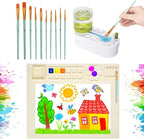 2025 New Painting Station, Paint Brush Cleaner (Pre-Assembled) and Silicone Painting Mat 20" X 16" Silicone Art Mat with 10 Paint Brushes for Artist Kids Adults Birthday Gifts (Green)