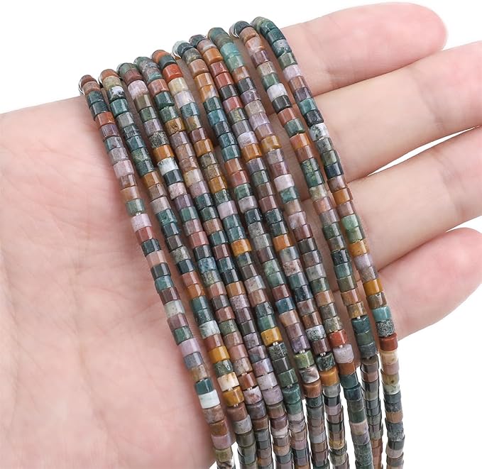 Natural Indian Agate Spacer Beads Caps Flat Round Loose Beads for Beading Jewelry Making 3mmx2mm 38cm