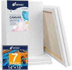 Stretched Canvases for Painting 14x18 Inch 7-Pack, 10 oz Triple Primed Acid-Free 100% Cotton Blank Canvas, Rectangular Canvas for Oil Paint Acrylics Pouring & Wet Art Media