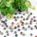 Natural Stone Genuine Stones DIY Indian Agate Round Beads 8mm 100pcs Beading Loose Gemstone Hole Size 1mm Charm Smooth Beads for Bracelets Necklaces Earrings (Indian Agate 8mm)
