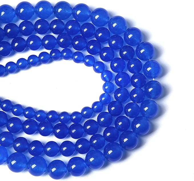6MM 60PCS Deep Blue Chalcedony Natural Stone Loose Beads for Jewelry Making DIY Bracelet