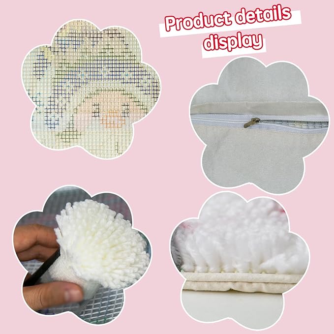 DL-YTG Latch Hook Kits Pillow Blue Geezer Crochet Yarn Cushion Colour Printed Canvas Rug Needlework DIY Pillowcase Hook and Latch Kit Christmas Home Arts Crafts Sofa Decoration 42x42cm/16X16inch