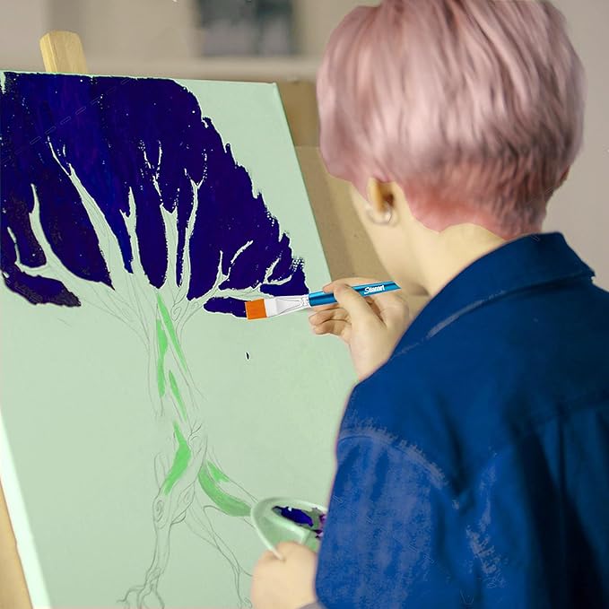 1 inch Flat Paint Brushes for Acrylic, Watercolor, Oil & Face Body Rock Canvas Art - 12 PCS Acrylic Paint Brush Bulk Large Craft Brushes (12)