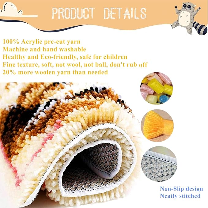 Latch Hook Kits for Adults - DIY Latch Hook Rug Kits for Kids, Crochet Kit for Beginners, Rug Making Kits with Printed Canvas, Gift Packaging. Lion Pattern (15x21 Inch)