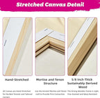 Stretched Canvas for Painting, 2Pack 24X36 Large Canvas for Painting, 12Oz Triple Primed 2/3" Profile Cotton Professional Artist Quality Blank Canvas Frame, Art Canvases for Oil,Acrylic Paint,Gouache