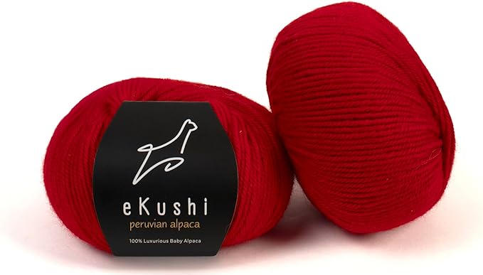 100% Baby Alpaca Yarn for Knitting & Crocheting - Set of 2 Skeins of Premium Yarn DK - Lightweight, Hypoallergenic & Thermal Peru Made - Ideal for Delicate Projects (RE020 - Red)