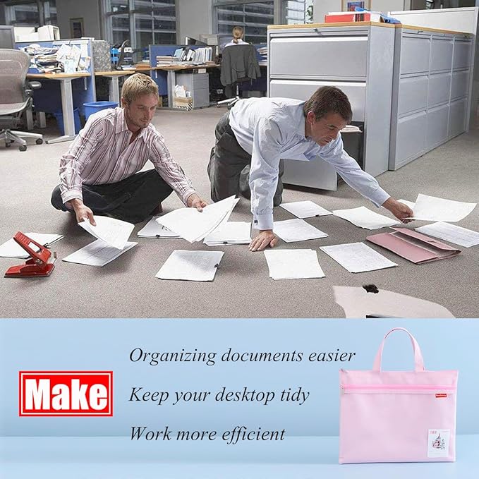 Pendancy Mesh Zipper Pouch 11x13.7 in, 2 pcs Large Double Pocket Waterproof File Bag with Handle, A4 Size Foldable Document Storage for Puzzle Project/Cross Stitch/Travel/Office（Green Pink）