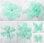 6 Pieces 3D Flower Lace Embroidery Butterflies Appliques Pearl Patches for Repairing and Decorating, Sewing Craft Clothing Jeans Jackets Bags (Green)