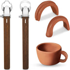 Therwen 2 Pcs Sculpture Scraper Pottery Carving Tool Pottery Cup Handle Shape Clay Extruder Tool Teacup Mug Handgrip Clay Cutters with Wooden Handle for Ceramic Sculpture Craft(Novelty Style)