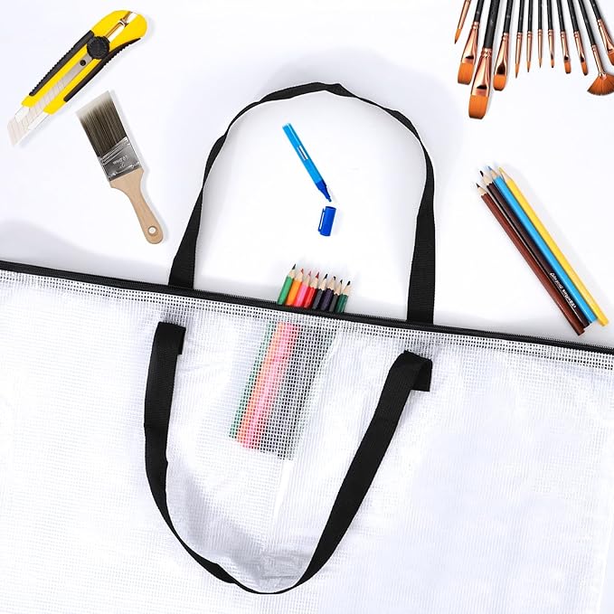 25x19 inches Art Portfolio Case, Storage Chart Art Portfolio Bag with Handle, Zippered Storage Folder for Bulletin Board, Poster, Scrapbook, and Keepsake