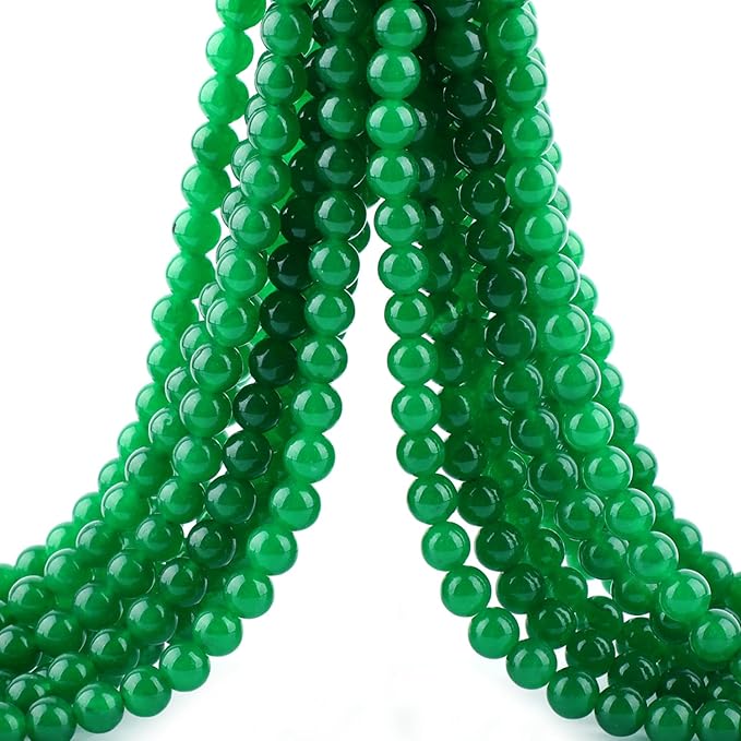 Natural Genuine Stones DIY Tiger Eye Round Spacers 4mm 200pcs Beading Loose Gemstone Hole Size 1mm Charm Smooth Beads for Bracelets Necklaces Earrings (Green Jade 4mm)