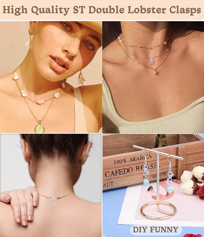 Dailyacc Double Opening Lobster Clasp 316 Stainless Steel Silver and Gold Pleted Necklace Bracelet Extender Clasps and Closures for DIY Jewelry