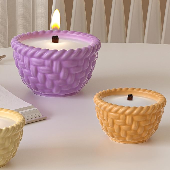 2 Pack Basket Cylinder Candle & Resin Mold - Resin Casting Silicone Molds for Home Decor & Candle Making Wave Spiral Mold
