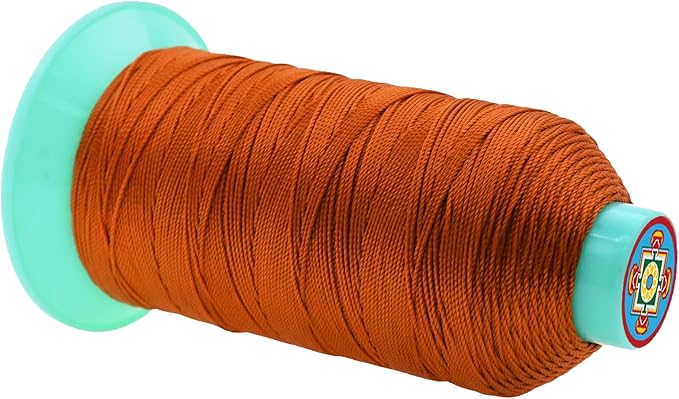 Mandala Crafts Bonded Nylon Thread Burnt Orange Heavy Duty Sewing Threads - 415 YDs Size 346 210D T350 Tex 350 Thread for Leather Jeans Weaving Outdoor Marine Upholstery Threads
