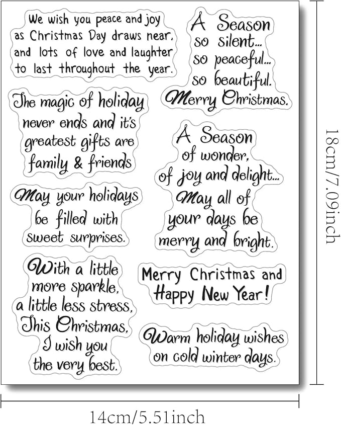 Arbuya Christmas Verses Clear Stamps Set Christmas Sayings Scrapbooking Stamp Rubber Stamps for Card Making Christmas Sentiment Silicone Stamps for DIY Scrapbooking Making