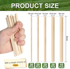 100 Pieces Wooden Dowel Rods Assorted Sizes Wooden Dowels 1/8, 3/16, 1/4, 5/16, 3/8 x 6 Inch Wood Craft Dowel Rods for Crafts and DIY