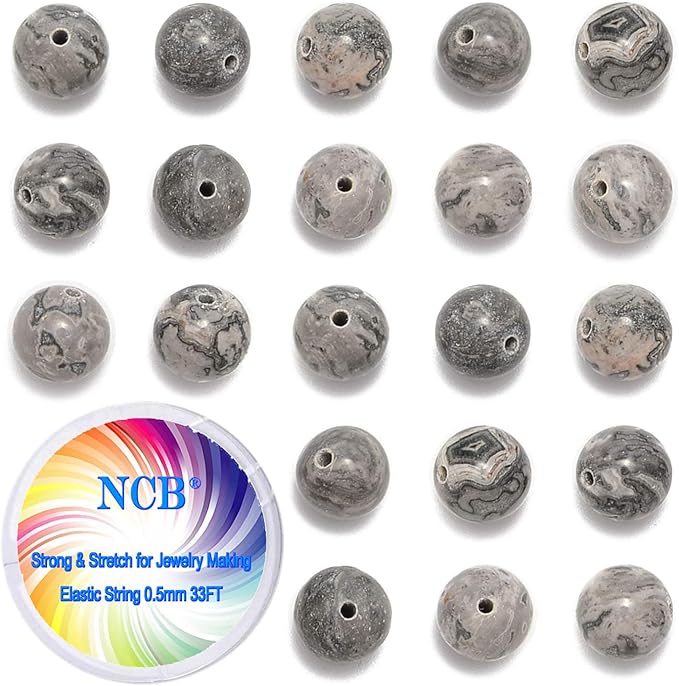 NCB 200pcs 4mm Landscape(Map Japser) Small Tiny Loose Beads for Jewelry Making Natural Semi Precious Round Smooth Gemstones Spacers Charms for Necklaces Bracelets (Landscape(Map Japser), 4mm 200Beads)