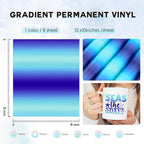 Tintnut Blue Permanent Vinyl - 8 Sheets 12"x10"Gradient Patterned Permanent Adhesive Vinyl for Cutting Machine, Home Decor Self Sticker