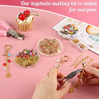MUNKANT 481 Pcs Charms Lip Gloss Keychain Making Kit,Including 218 Charm Pendants,20 Keychain Clips,15 Extender Chain and 2 Jewelry Pliers,Bag Charm Kit for DIY Crafting,Jewelry Making and Gifts