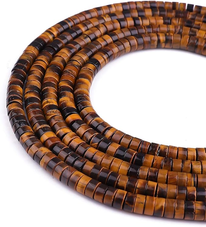 Natural Yellow Tiger Eye Spacer Beads Caps Loose Semi Gemstone for Beading Jewelry Making 6mmx3mm 38cm