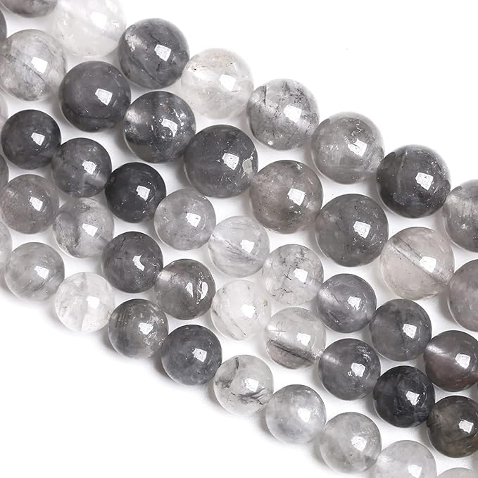 8MM 45PCS Natural Stone Cloudy Quartz Crystal Beads for Jewelry Making DIY Bracelet 1 Strand