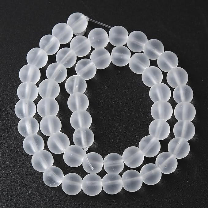 45pcs 8mm Frost White Crystal Glass Beads for Jewelry Making Round Loose Beads DIY Bracelets Necklaces Crystal Energy Healing Stone Beads 15"(8mm, Frost White Glass)